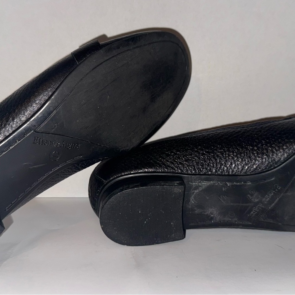 ETIENNE AIGNER WOMEN'S 7.5 BLACK LEATHER NUBBY FLAT SILVER BUCKLE ACCENT - Picture 6 of 7